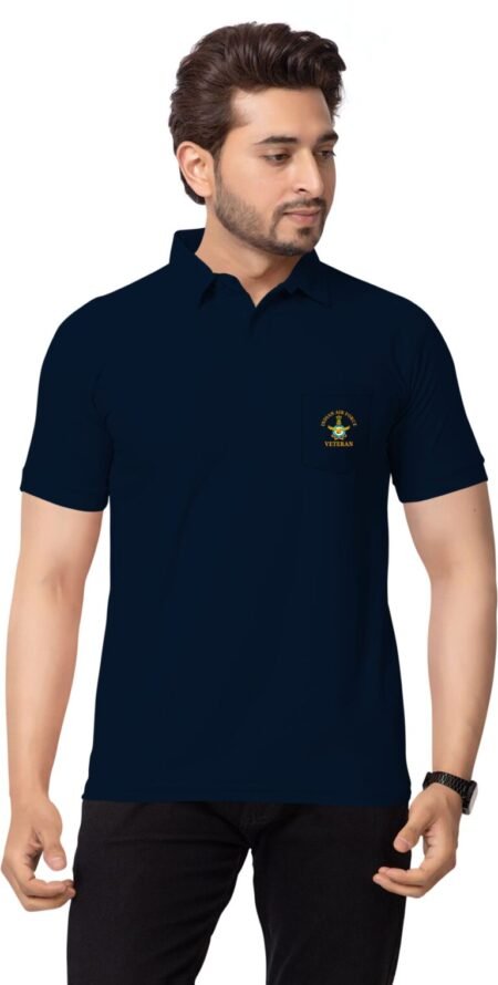 IAF Veteran Polo T-Shirt Navy Blue – Cotton Polyester