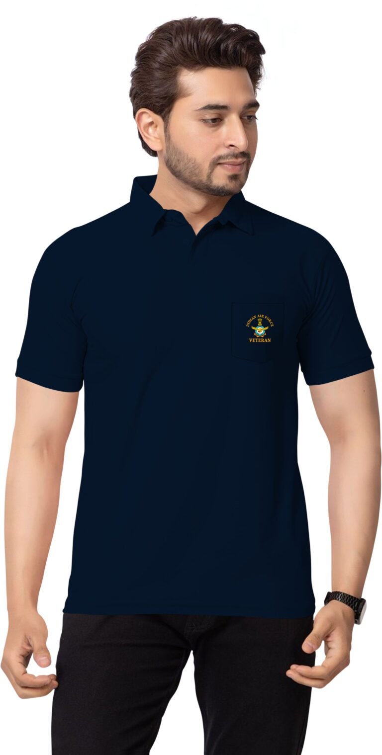 IAF Veteran Polo T-Shirt Navy Blue – Cotton Polyester