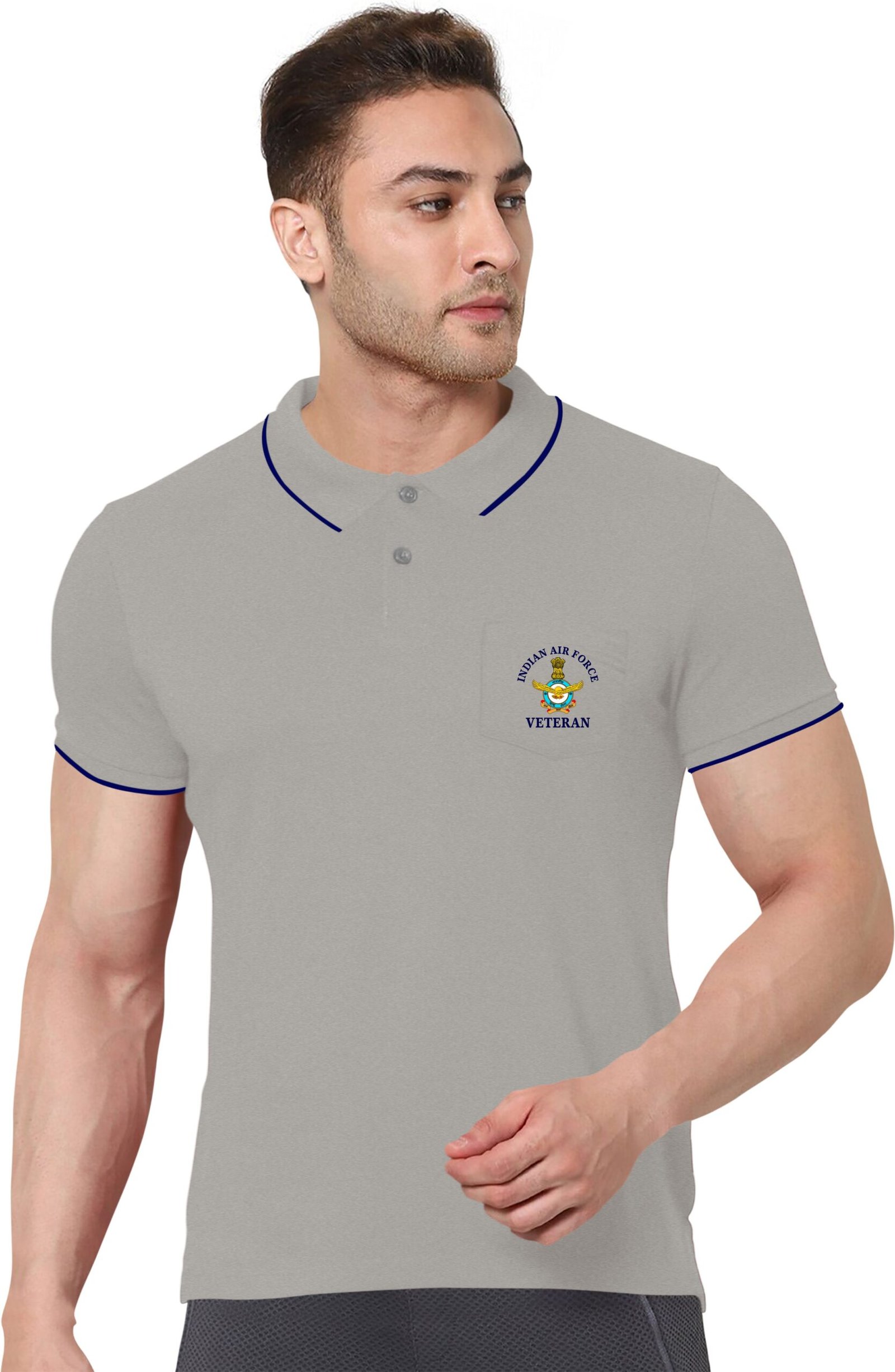 IAF Veteran Polo T-Shirt Grey Melange Color