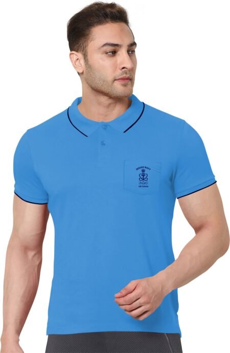 Indian Navy Veteran Polo T-Shirt Sky Blue Color