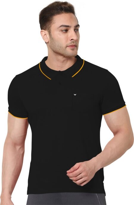 Aeronauts Solid Polo T-Shirt with Pocket Black Color