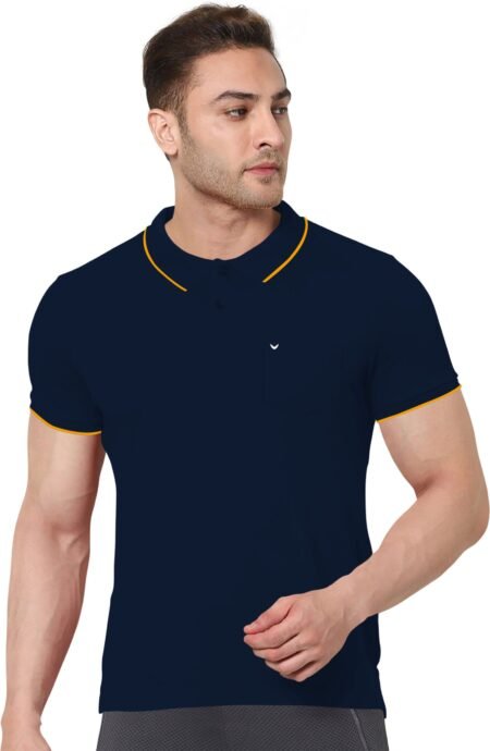 Aeronauts Solid Polo T-Shirt with pocket Navy Blue Color