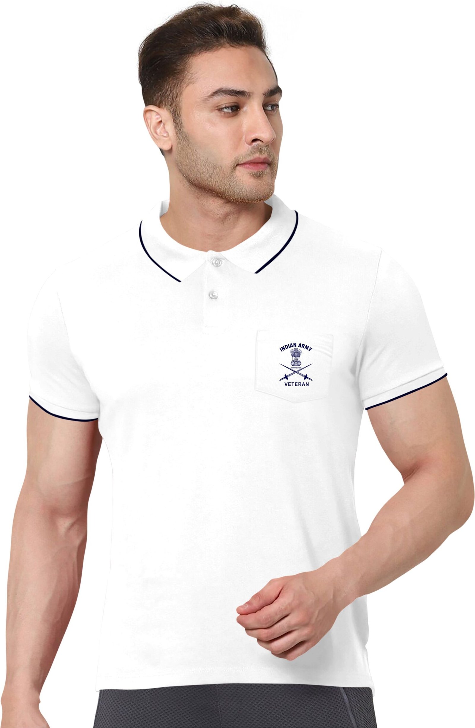 Indian Army Veteran Polo T-Shirt White Color