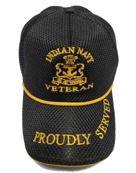 Indian Navy Veteran Cap Black