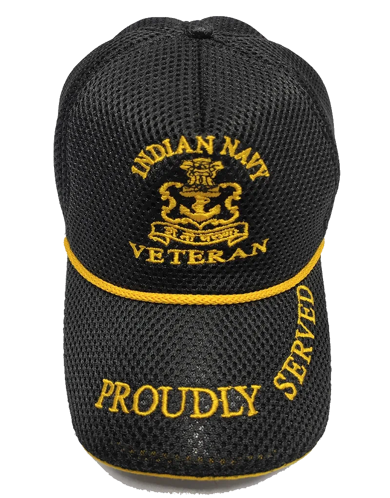 Indian Navy Veteran Cap Black