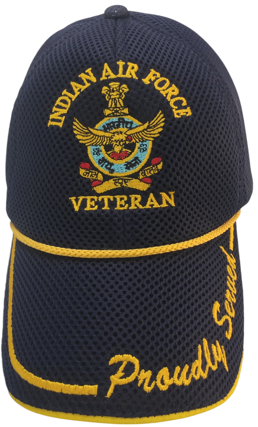 IAF Veteran Cap Navy Blue Color with Proudly Served embroidery