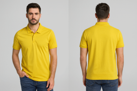 Men Solid Polo Bio-wash TShirt - Corn Yellow