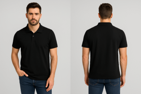 Men Solid Polo Bio-wash TShirt - Black