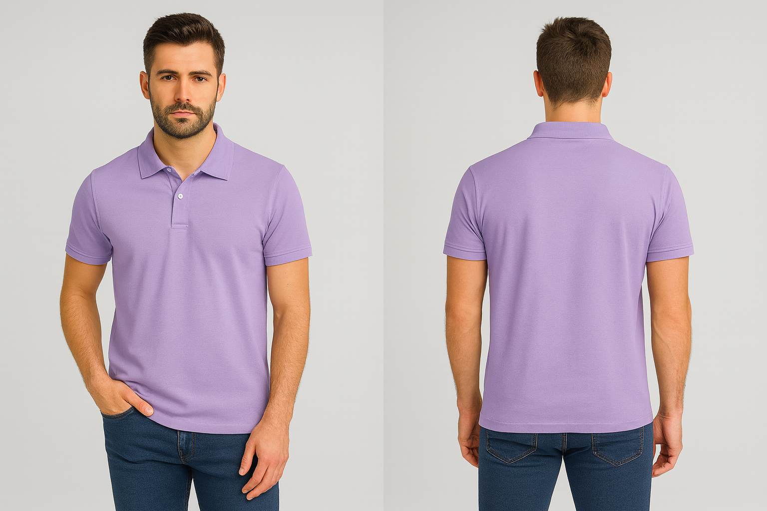 Men Solid Polo Bio-wash TShirt - Lavender