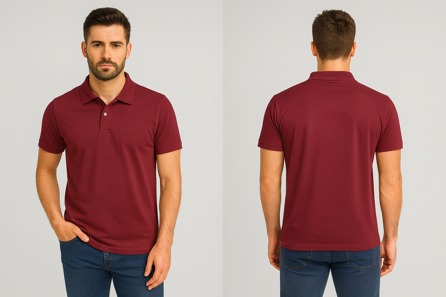 Men Solid Polo Bio-wash TShirt - Maroon