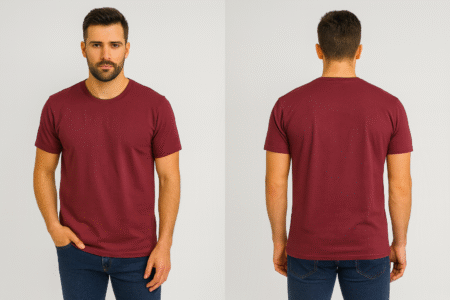 Men Solid Round Neck Bio-wash TShirt - Maroon