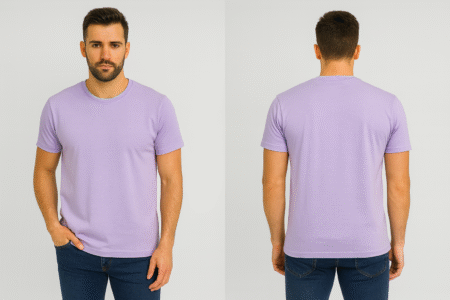 Men Solid Round Neck Bio-wash TShirt - Lavender