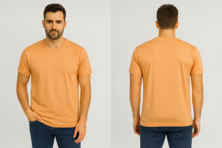 Men Solid Round Neck Bio-wash TShirt - Light Orange