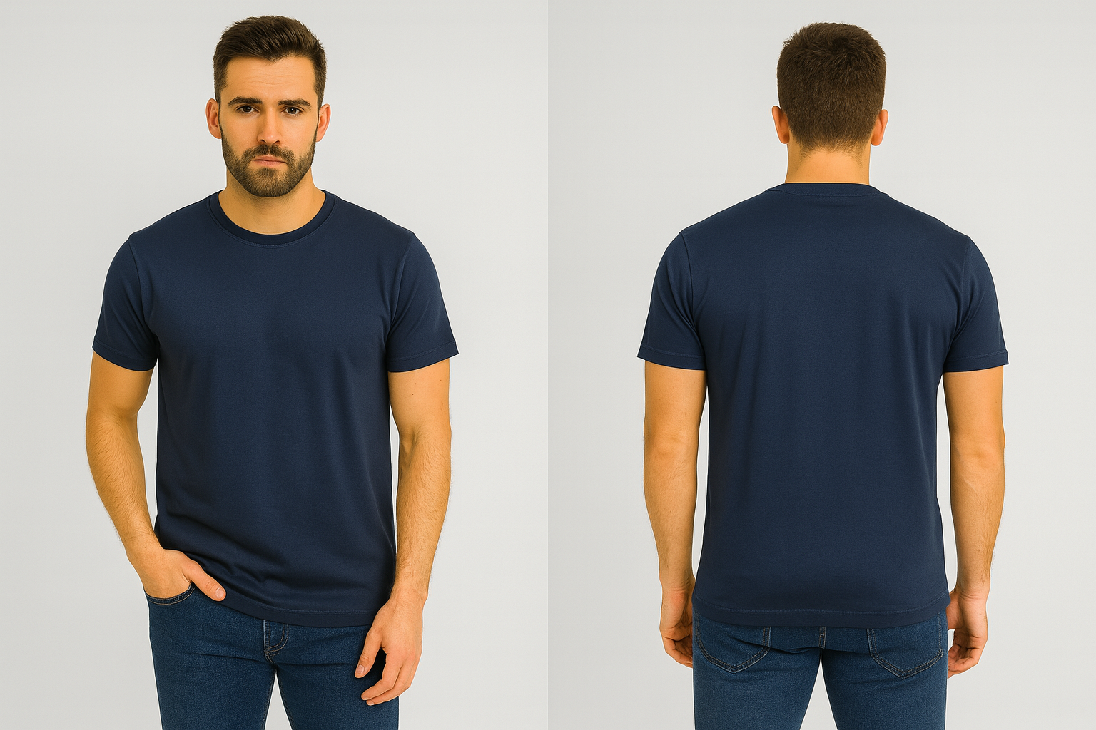 Men Solid Round Neck Bio-wash TShirt - Black