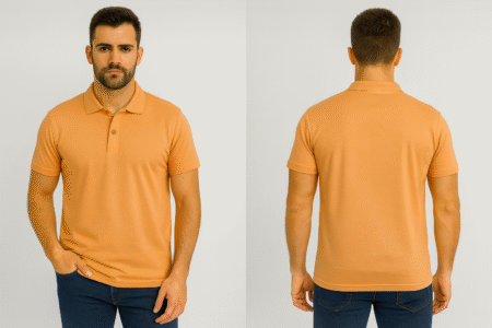 Men Solid Polo Bio-wash TShirt - Light Orange