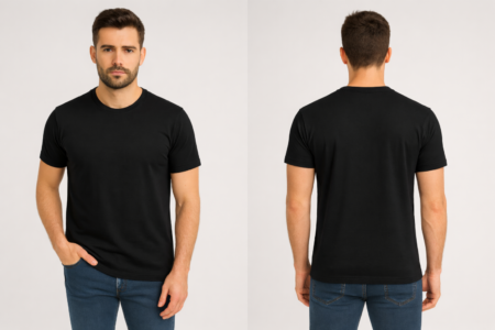 Men Solid Round Neck Bio-wash TShirt - Black
